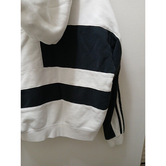 Adidas Original Asymmetrical Block Hooded Sweatshirt White/Black Womens Small - Picture 14 of 16